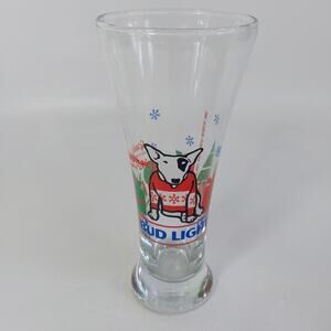 Vintage 1987 Bud Light Spuds MacKenzie CHRISTMAS UGLY SWEATER Pilsner Beer Glass
